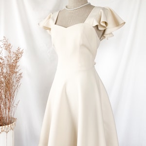 Olivia - Cream Khaki Prom summer Dress Party old money Formal vintage preppy sundress Cocktail bridal Wedding Swing Dance marie antoinette