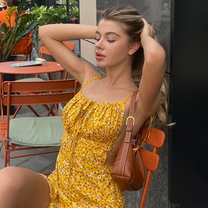 Yellow sundress, yellow midi sundress, summer dress, sundress, elegant dress, beach dresses, Fairy Dresses, backless sundress, open back
